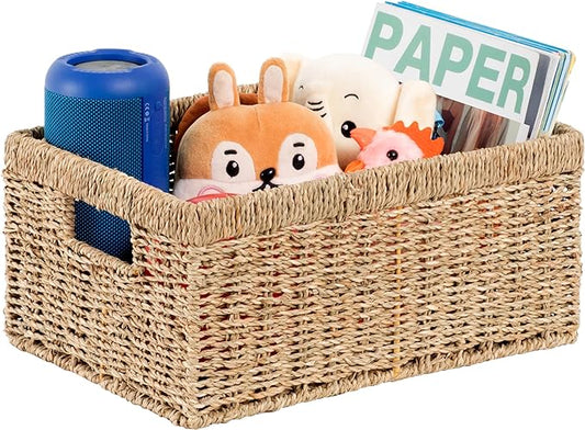 CENBOSS Wicker Baskets (Large, Seagrass, 1PC) Rattan Storage Baskets for Shelves, Woven Seagrass Holder-Ruum Studio Home