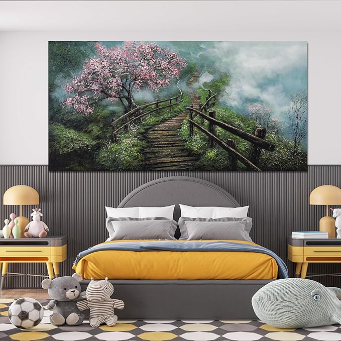 Dimpaga Canvas Wall Art Decor Large Wall Art Pictures for Living Room Tree of Life Wall Art Prints Foggy Trail Wall Art Decor Large Artwork for Walls for Room Home Office Wall Decor 29" X 58"-Ruum Studio Home