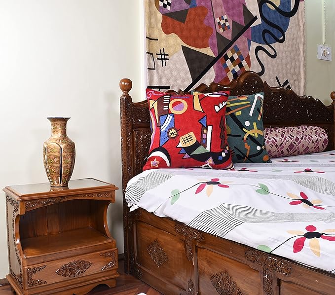 Kandinsky Red Abstract Pillow Cover Gegen Modern Pillowcase Scarlet Reds Abstract Chair Cushion Contemporary Pillow Farmhouse Pillows Couch Handembroidered Wool Size 18x18-Ruum Studio Home