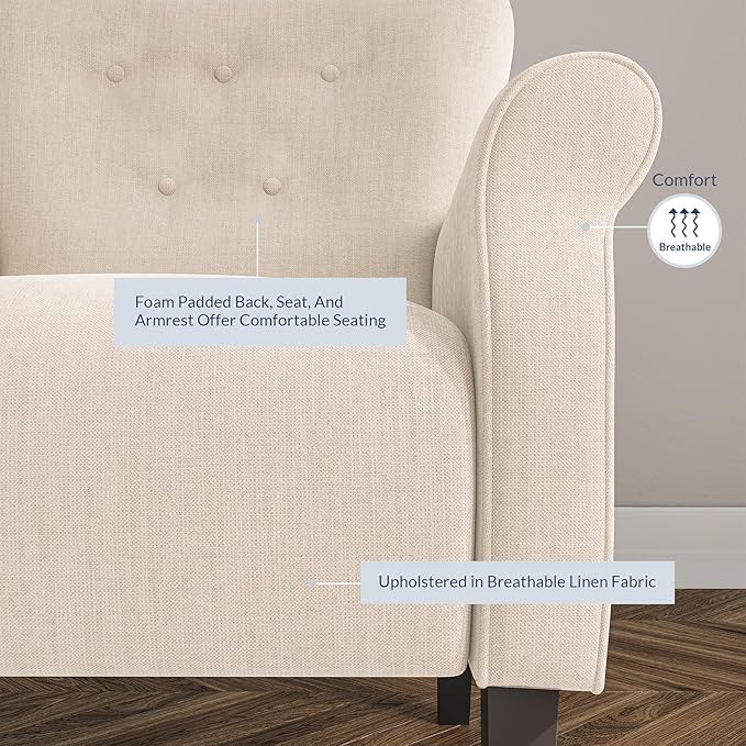 BELLEZE Modern Accent Chair, High Back Armchair, Upholstered Wingback Side Chair, Padded Single Sofa with Wooden Legs for Living Room, Bedroom - Beige-Ruum Studio Home