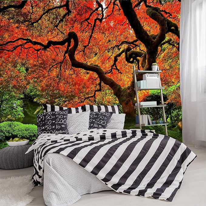 FENDROM Lakeside Red Tree Print Tapestry Nature Old tree Wall Hanging Decorative Psychedelic Scenic Tree Headboard Bedspread Tapestries for Bedroom Living Room Decor-Ruum Studio Home
