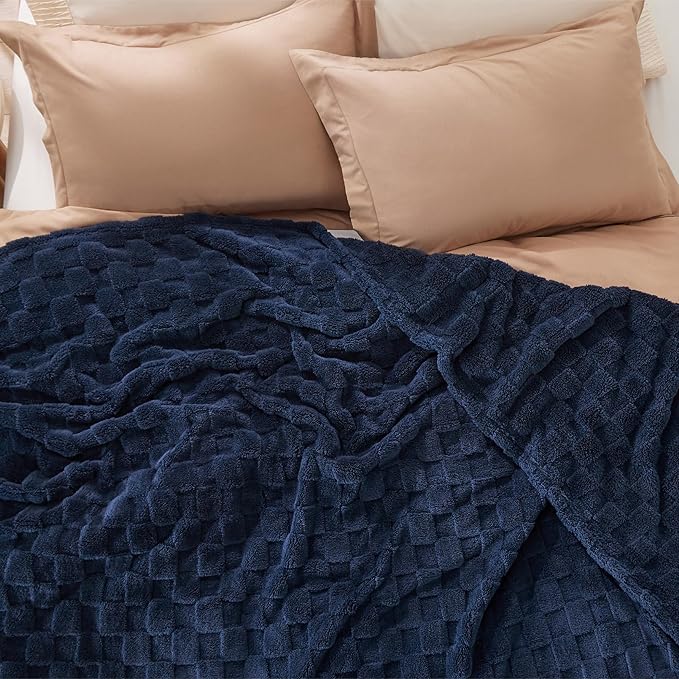 Bedsure GentleSoft Blankets Queen Size for Bed - Super Soft Cozy Blanket for Women Men Girls, Large Fuzzy Fleece Throw for Bedroom Decor, Navy Blue, 90x90 Inches-Ruum Studio Home