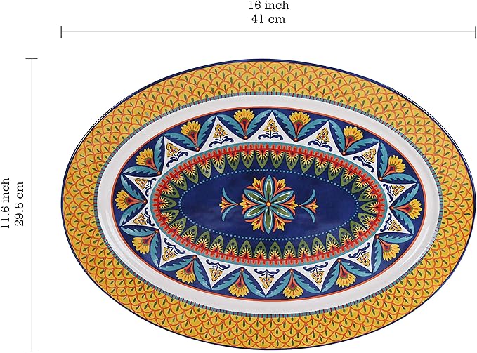 Bico Havana Ceramic 16 inch Oval Platter, Microwave & Dishwasher Safe-Ruum Studio Home
