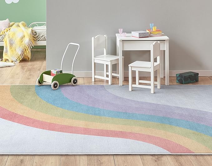 Well Woven Kids Rainbow Rug, 6' x 9', Multi Color-Ruum Studio Home