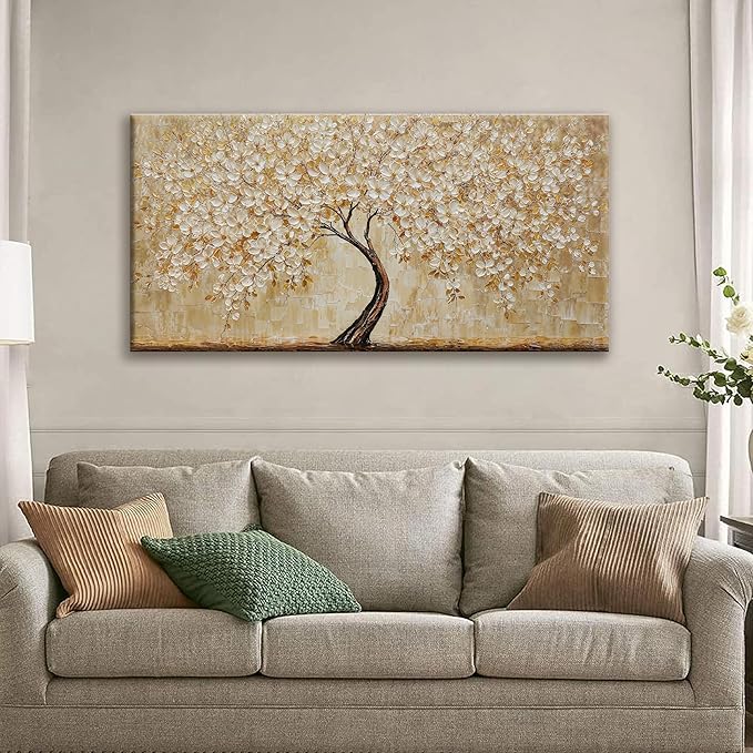 TAIJXAGSG Botanical Wall Art Gold Tree Flower Abstract Wall Decor Modern Canvas Art Wall Decor Print Abstract Paintings Pictures For Bedroom Bathroom Office Home Artwork Can Be Hung Directly 20"X 40"-Ruum Studio Home