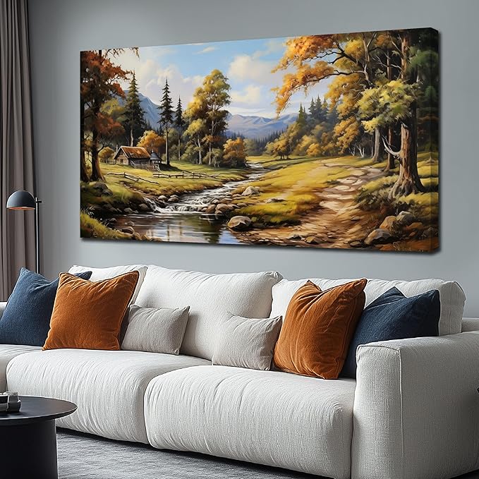 Natural Landscape Pictures for Living Room Wall Decoration,Large Farmhouse Wall Decor Office Canvas Wall Art 29 x 59 Inch-Ruum Studio Home