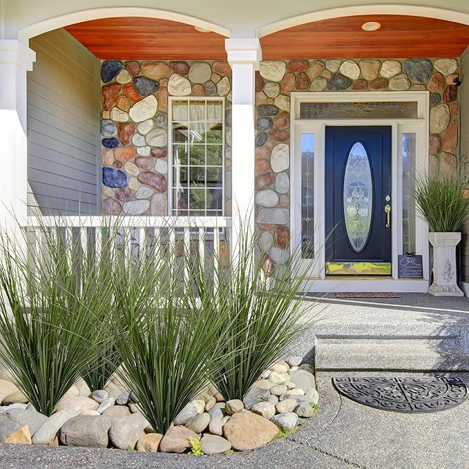 12PCS Fake Plants Artificial Wheat Grass Greenery Plastic Plants Fake Grass Artificial Plants for Outdoor Decor Artificial Grass Plant with Greenery Stems for Indoor Home Decoration 26.4"-Ruum Studio Home