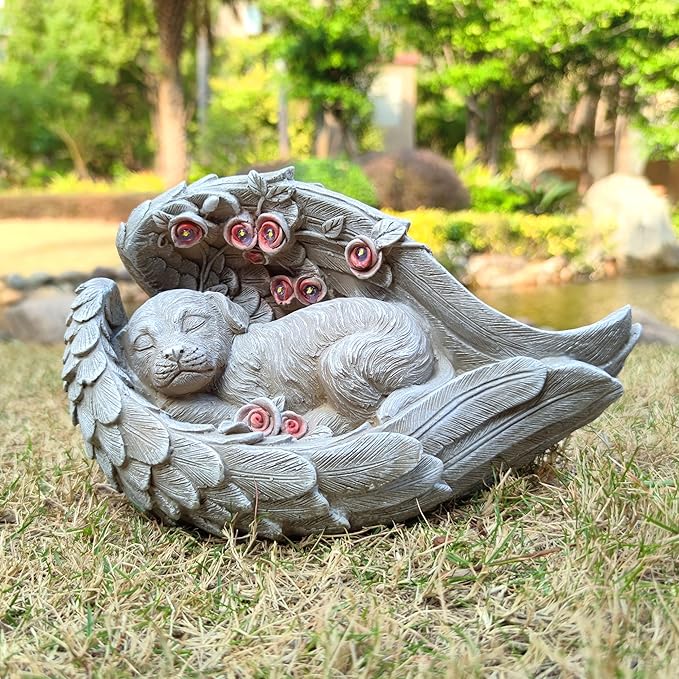 Solar Dog Garden Statues Outdoor Décor- Dog Figurines Solar LED Light Lawn Ornaments - Yard Decorations for Patio, Balcony, Backyard -Unique Birthday House Warming Gifts for Mom-Ruum Studio Home
