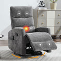 Manual Swivel Rocker Recliner Chair for Adults, Overstuffed Reclining Glider Chair for Nursing with Vibration Massage & Heat, Living Room Rocking Recliner 3-Stage backrest, Chenille Fabric Dark Gray-Ruum Studio Home
