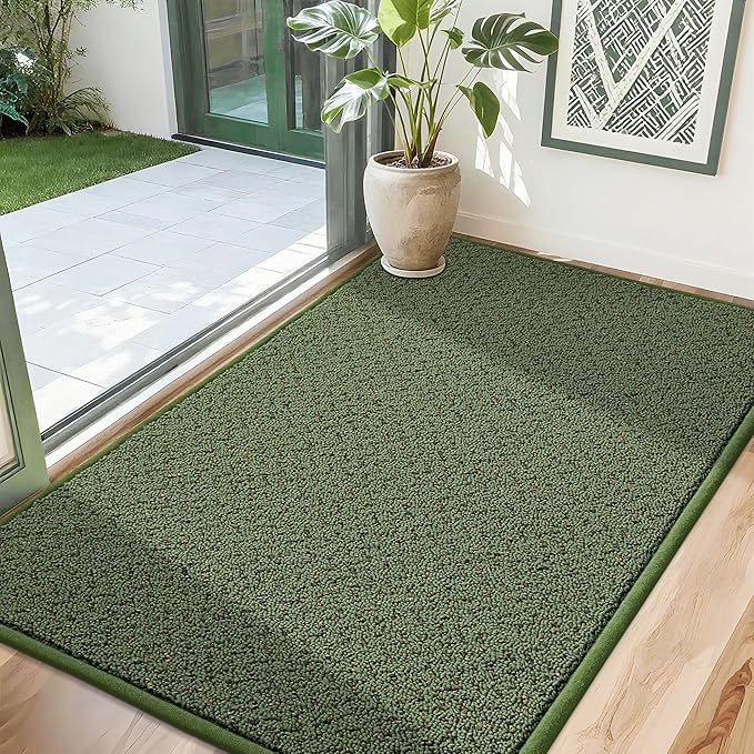 COSY HOMEER-Door-Mat 32"x48" Non Slip Absorbent Entryway Rugs Dirt Trapper Doormats Washable Entrance Mats Low Pile Welcome Floor Mat for Front Back Door and Entry Mats,Green-Ruum Studio Home