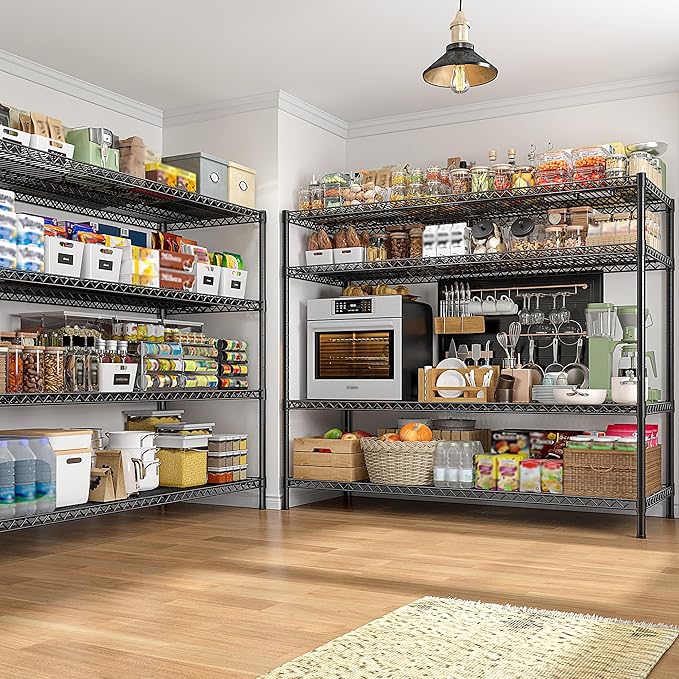 REIBII 2560LBS Storage Shelves 55.5"W Metal Shelving Unit 4 Tier Wire Shelving Commercial Adjustable Garage Shelving Heavy Duty for Storage Rack for Pantry, Garage, Kitchen,55.5"W x 18"D x 55.5"H,2PCS-Ruum Studio Home
