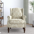 Lumibee Wingback Accent Chair,High Back Floral Armchairs in Fabric,Comfy Upholstered Reading Single Sofa Chair with Solid Wood Legs for Living Room,Bedroom,Office-White-Ruum Studio Home