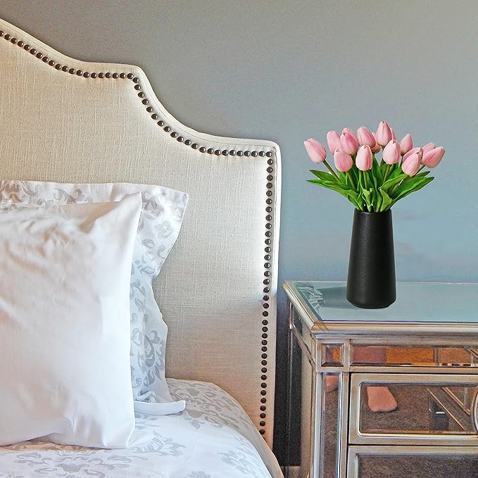 Mandy's Artificial Tulips 20 Stems Peach PU Faux Flowers for Wedding Home Decor 13.5 Inch-Ruum Studio Home