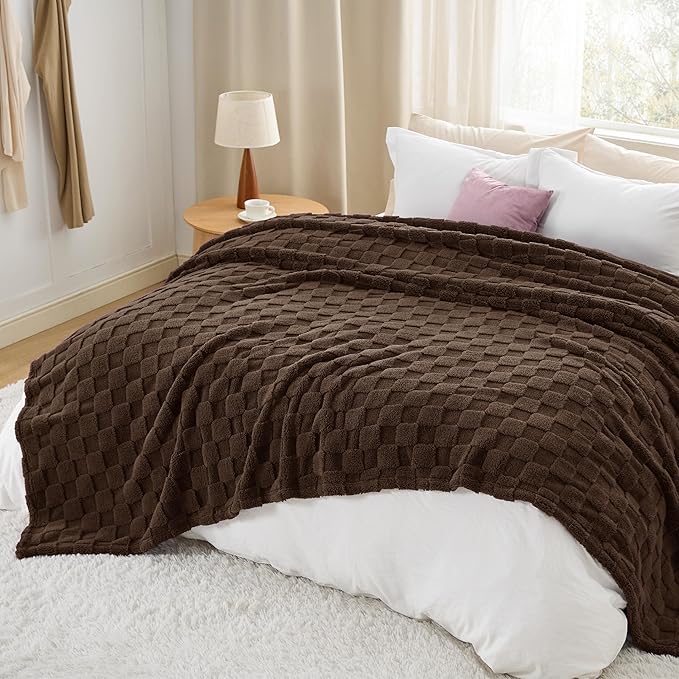 Bedsure GentleSoft Blankets Queen Size for Bed - Super Soft Cozy Blanket for Women Men Girls, Large Fuzzy Fleece Throw for Bedroom Decor, Dark Brown, 90x90 Inches-Ruum Studio Home