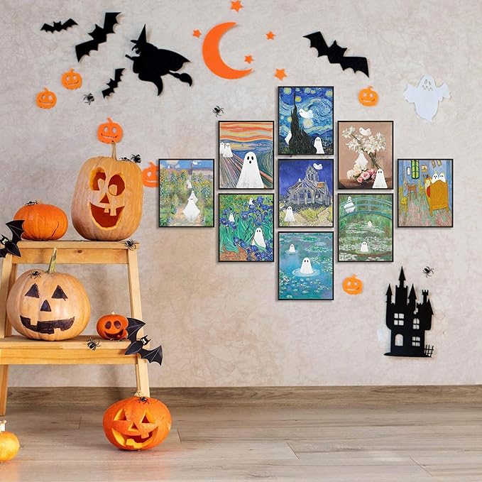LANCHI95 Vintage Ghost Posters Halloween Wall Art Witch in The Forest Painting Prints Halloween Wall Decor for Living Room Bedroom 8x10 in - 9pcs (UNFRAMED)-Ruum Studio Home