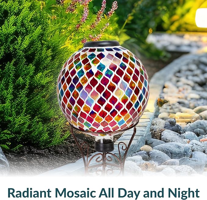 Sunnydaze 10-Inch Solar Gazing Ball for Garden - Glass Outdoor Gazing Globe - Summer Trellis - Set of 2-Ruum Studio Home