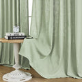 Joydeco Linen Curtains for Living Room,Light Filtering Rod Pocket Back Tab Semi Sheer Drapes Window Long Curtains 90 inches Long Sage Green-Ruum Studio Home