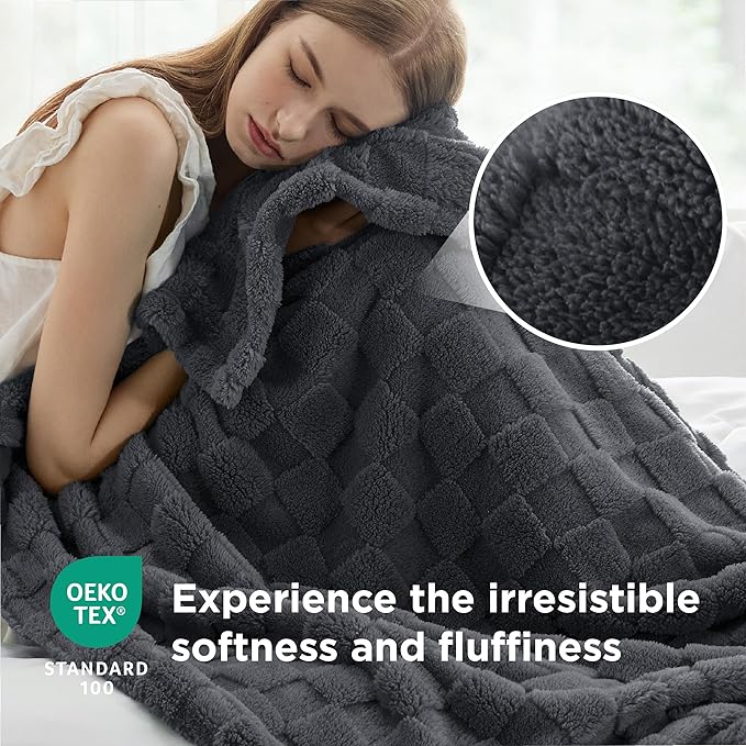 Bedsure GentleSoft Dark Grey Throw Blanket for Couch - Checkered Fleece Blankets Gifts for Women Men Girls, Cute Soft Cozy Throw for Bedroom Home Decor Gifts, 50x60 Inches-Ruum Studio Home