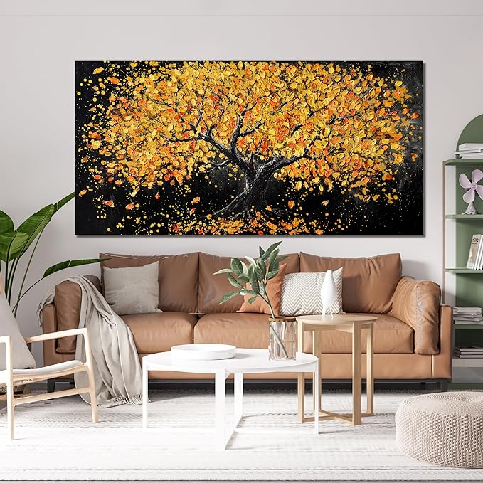 Canvas Wall Art Decor Wall Art Pictures for Living Room Artwork for Walls Black and Gold Wall Art Decor Tree of Life Wall Art Modern Wall Art Prints Art Work for Home Office Kitchen Wall Decor 24"X48"-Ruum Studio Home