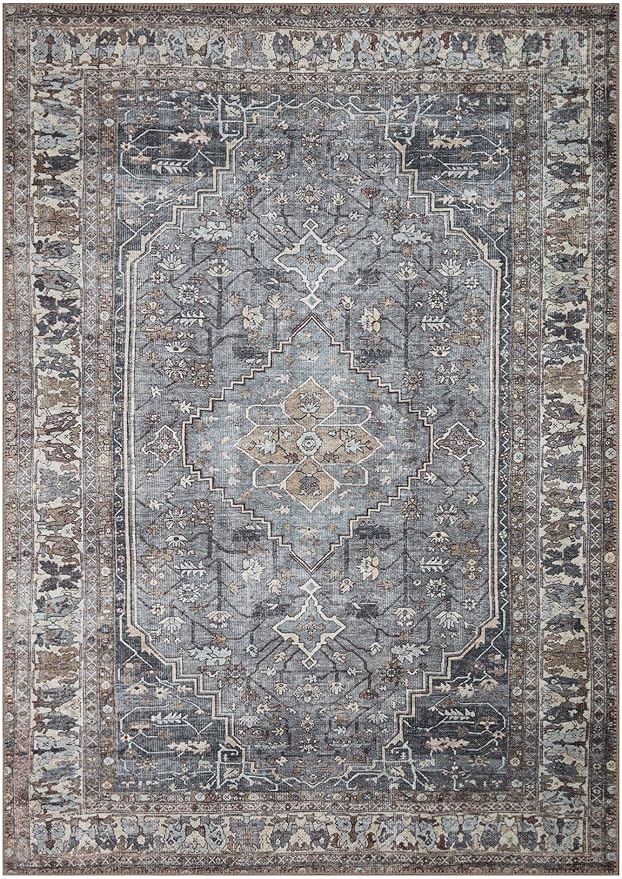 Keen Home Design 5x7 Rug - Machine Washable Area Rug with Non-Slip Backing, Ideal for Living Room, Dining Room, Bedroom - Vintage, Easy Clean, Durable, Low Pile Rug - (5' x 7')-Ruum Studio Home