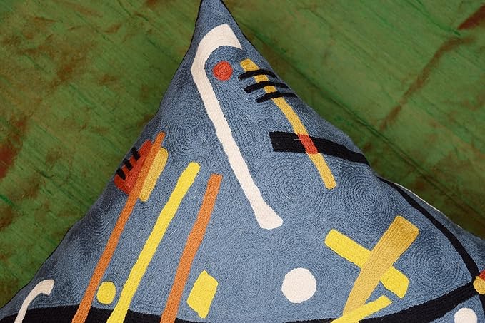 Kandinsky Modern Throw Pillow Cover - Escape | Abstract Pillow | Modern Couch Pillow | Contemporary Pillows | Modern Outdoor Pillow | Mid Century Chair Cushions | Handmade Wool Size 18x18-Ruum Studio Home