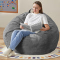 Hobestluk 3.5FT Bean Bag Chair Large Bean Bag with Filler Included Bean Bag Chairs for Adults Teardrop Bean Bag Chair with Removable Cover for Bedroom Living Room - (Large, Grey)-Ruum Studio Home