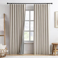 RAIN CITY Extra Wide Patio Door Curtains 2 Panels,Total 140 in Wide Boho Noise Reduction Window Burlap Track System Curtain Panels for Country Villa Back Tab Pleat Tape with Hooks,Linen Beige 70x84-Ruum Studio Home