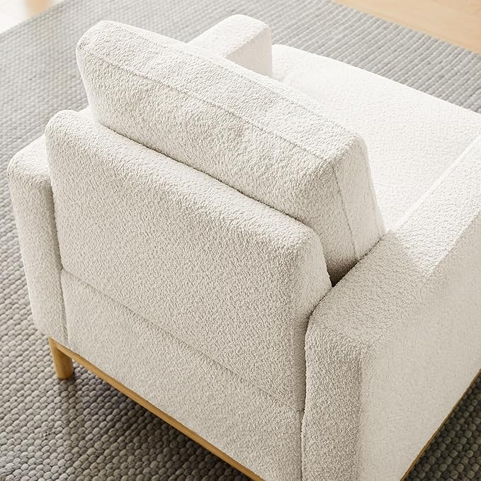 Oversized Accent Chair, Mid Century Modern Upholstered Armchair for Living Room, Comfy Chair for Bedroom Reading Chair, Single Sofa for Small Space with Rubberwood Base-Ruum Studio Home