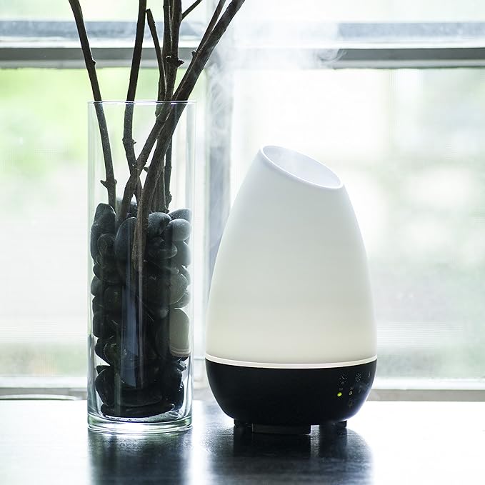 HealthSmart 500ML Essential Oil Diffuser for Large Rooms, Cool Mist Humidifier and Aromatherapy Diffuser, Adjustable Timer, Mist Mode and 7 LED Light Colors, White (Pack of 1)-Ruum Studio Home