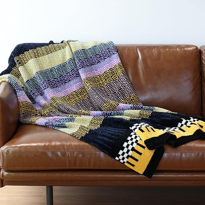 Soft Chenille Yarn Throw 36"x48", Handmade Knit Throw Blanket, for use in All Seasons, Soft Cozy Warm Knitted Blanket for Bed Sofa, Couch Chair, Living Room(1.76Ib)-Ruum Studio Home