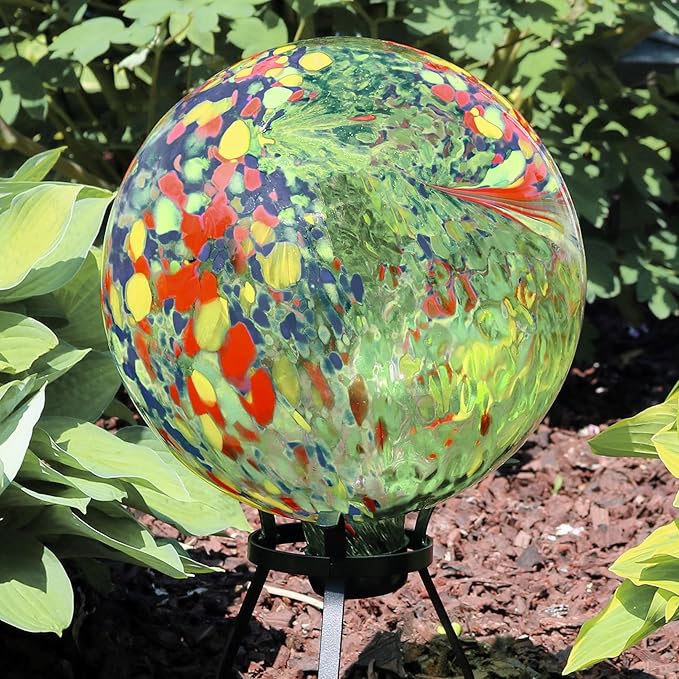 Sunnydaze 10-Inch Gazing Ball for Garden - Glass Gazing Globe for Outside - Garden Orb Yard Decor - Green Artistic-Ruum Studio Home