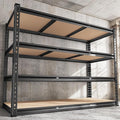 REIBII 48.2" W Garage Shelving, Storage Shelves Load 2600LBS, 4-Tier Adjustable Heavy Duty Metal Shelves for Warehouse, Pantry, Kitchen, 60.1" H X 48.2" W X 24" D, Black-Ruum Studio Home