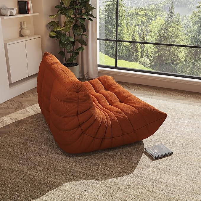Bean Bag Chairs for Adults Giant Bean Bag Chair， 2 Seater with Memory Foam Filled Fireside Chair, Lazy Sofa Lounge Floor Sofa for Living Room, Bedroom, Office, No Assembly Required. (Orange)-Ruum Studio Home