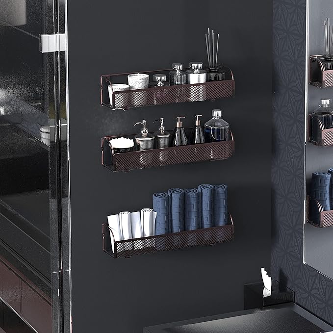 Simple Houseware Wall Mounted Spice Rack Shelves Organizer, Bronze, 3-Pack-Ruum Studio Home