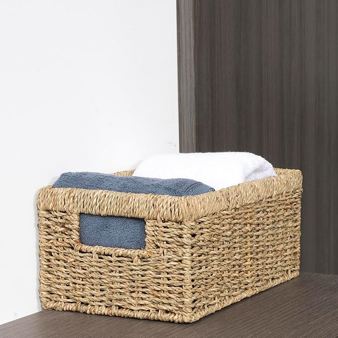 CENBOSS Wicker Baskets (Medium, Seagrass, 1PC) Rattan Storage Baskets for Shelves, Woven Seagrass Holder-Ruum Studio Home