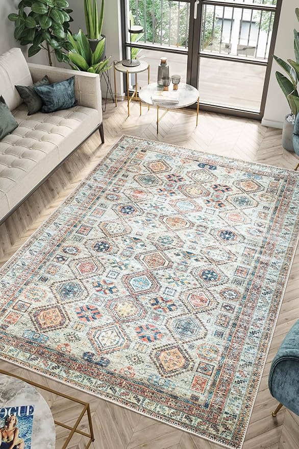 Keen Home Design 10x14 Rug - Machine Washable Area Rug with Non-Slip Backing, Ideal for Living Room, Dining Room, Bedroom - Vintage, Easy Clean, Durable, Low Pile Rug - (9'7" x 14')-Ruum Studio Home