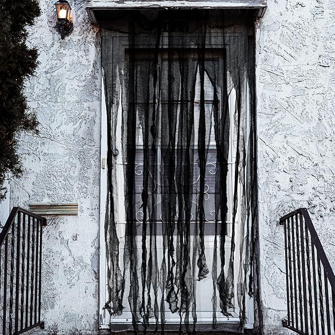 Sfcddtlg 4 Pcs Halloween Black Doorway Curtain- 65 x 39 Inch Creepy Door Curtain Decorations- Scary Spooky Cloth for Halloween Party Haunted House Decoration-Ruum Studio Home