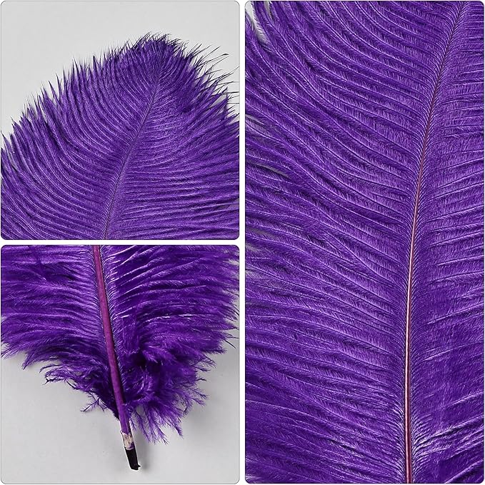THARAHT 24pcs Purple Ostrich Feathers Natural Bulk 10-12Inch 25cm-30cm for Wedding Party Centerpieces Easter Gatsby and Home Decorate Ostrich Feather-Ruum Studio Home
