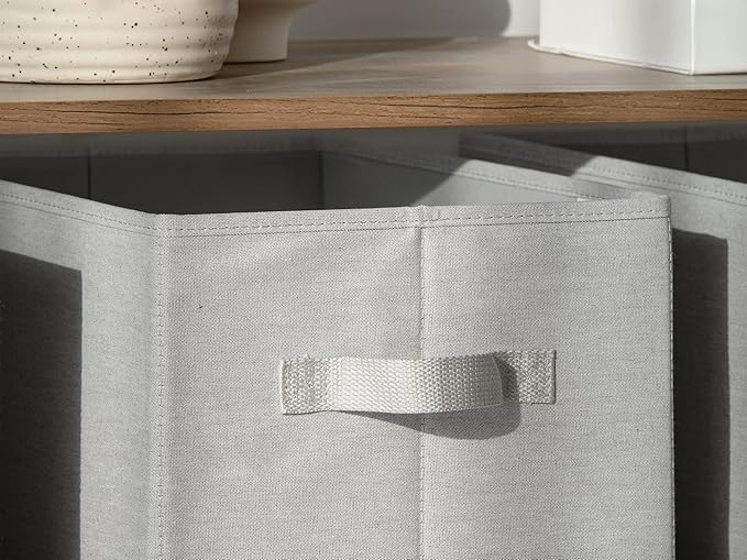 StorageWorks Storage Baskets for Shelves, Foldable Fabric Closet Storage Bins with Handles, Fabric Storage Bins Clothes Organizer, Light Grey, 3-Pack, Large-Ruum Studio Home