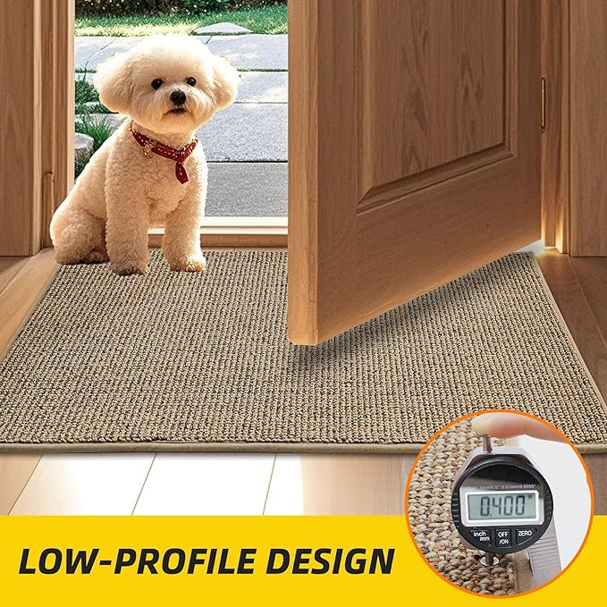 JSEI Dirt Trapper Door Mat 20"x32" Non-Slip Washable Entrance Mat, Dog Doormats, Absorbent & Fade-Resistant Floor Mats, Low Profile Welcome Mats for Entryway, Front Door, and Inside Entrance, Beige-Ruum Studio Home