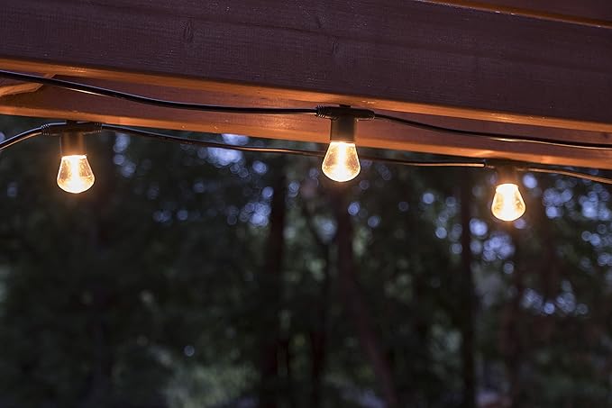 Enbrighten LED Bistro Outdoor String Lights, 24ft, 12 Shatter Resistant Lifetime Bulbs, 2200K Warm White, Weather Resistant, Indoor/Outdoor, Commercial Grade, Perfect for Backyard, Porch, Patio, 38356-Ruum Studio Home
