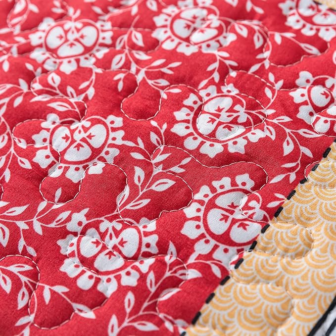 NEWLAKE Quilt Bedspread Sets - Bohemian Farmhouse Pattern Reversible Coverlet Set, Queen Size-Ruum Studio Home