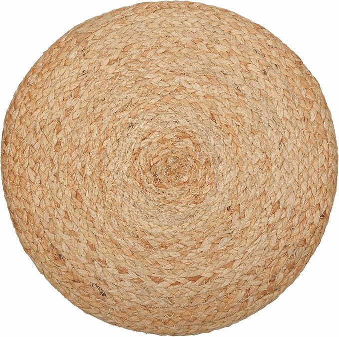 REDEARTH · Cylindrical Pouf Foot Stool Ottoman - Jute Braided Pouffe Poof Accent Sitting Footrest for The Living Room, Bedroom, Nursery, Patio, Lounge & Other Rooms (14.5”x14.5”x16”; Natural Gray)-Ruum Studio Home