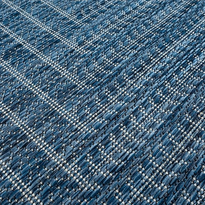 Adiva Rugs Outdoor Indoor Area Rug, Weather Resistant, Easy to Clean, Stain Resistant Floor Mat for Dining Room, Backyard, Deck, Patio (Azure Denim Blue, 6' X 9')-Ruum Studio Home