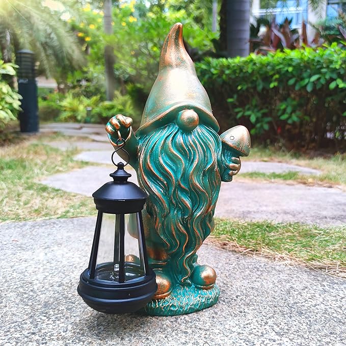 JOYBEE Garden Statues Gnomes with Solar Lantern Outdoor Decor-Gnomes Solar Figurines Lights Decorations for Patio Yard Lawn Ornaments-Gifts for Birthday Easter Housewarming-Ruum Studio Home