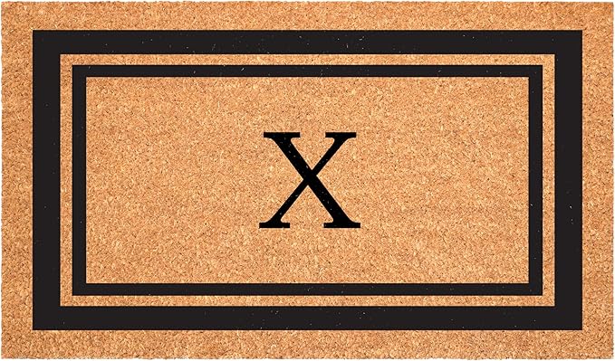 Calloway Mills 152962436X Black Border 24" x 36" Monogram Doormat, (Letter X)-Ruum Studio Home