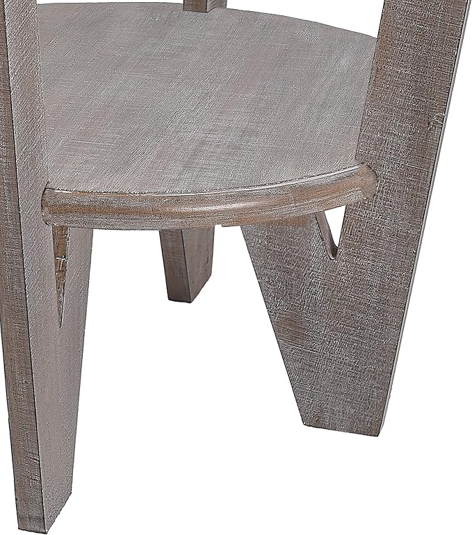 Rustic Farmhouse End Table with Storage Shelf, French Country Accent Side for Family, Dinning or Living Room, Small Spaces, Modern, Round, Vintage Blue Finish, Curved Leg-Ruum Studio Home