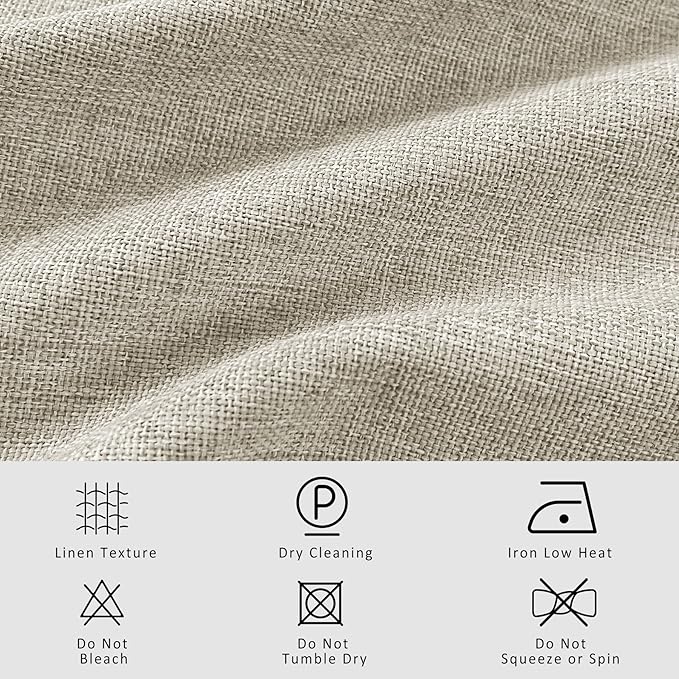 Macochico 120”Wx102”L 100% Blackout Linen Curtains Pinch Pleated Thermal Panels for Sliding Door Bedroom Living Room Farmhouse Shabby Chic Ivory White Burlap Curtains with Tieback 1 Panel-Ruum Studio Home