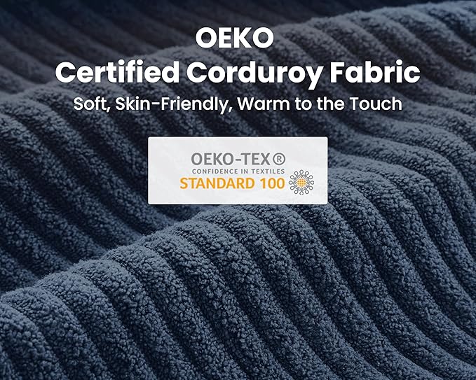 Pull Out Sofa Bed, Full Size Sleeper Sofa, 2-in-1 Convertible Corduroy Couch with USB Charging, Memory Form Couch for Living Room, Apartment and Small Space (Navy Blue, Corduroy - Full Size)-Ruum Studio Home