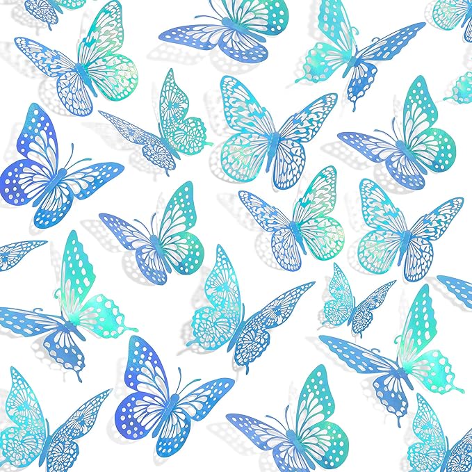 SAOROPEB 3D Butterfly Wall Decor - 48 Pcs, 4 Styles, 3 Sizes - Removable Stickers for Birthday & Party Decorations-Ruum Studio Home